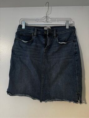 LOFT Dark Blue Denim Skirt - Casual Raw Hem